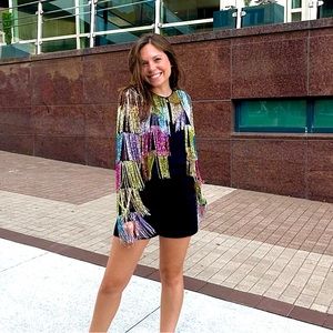 Multi Color Patchwork Beaded Jacket